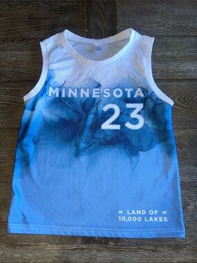 Kids Minnesota '23' Blue Ombre Mesh Tank Top